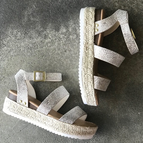 Soda Bryce Snake Print Espadrille Platform Sandals - Picture 9 of 10